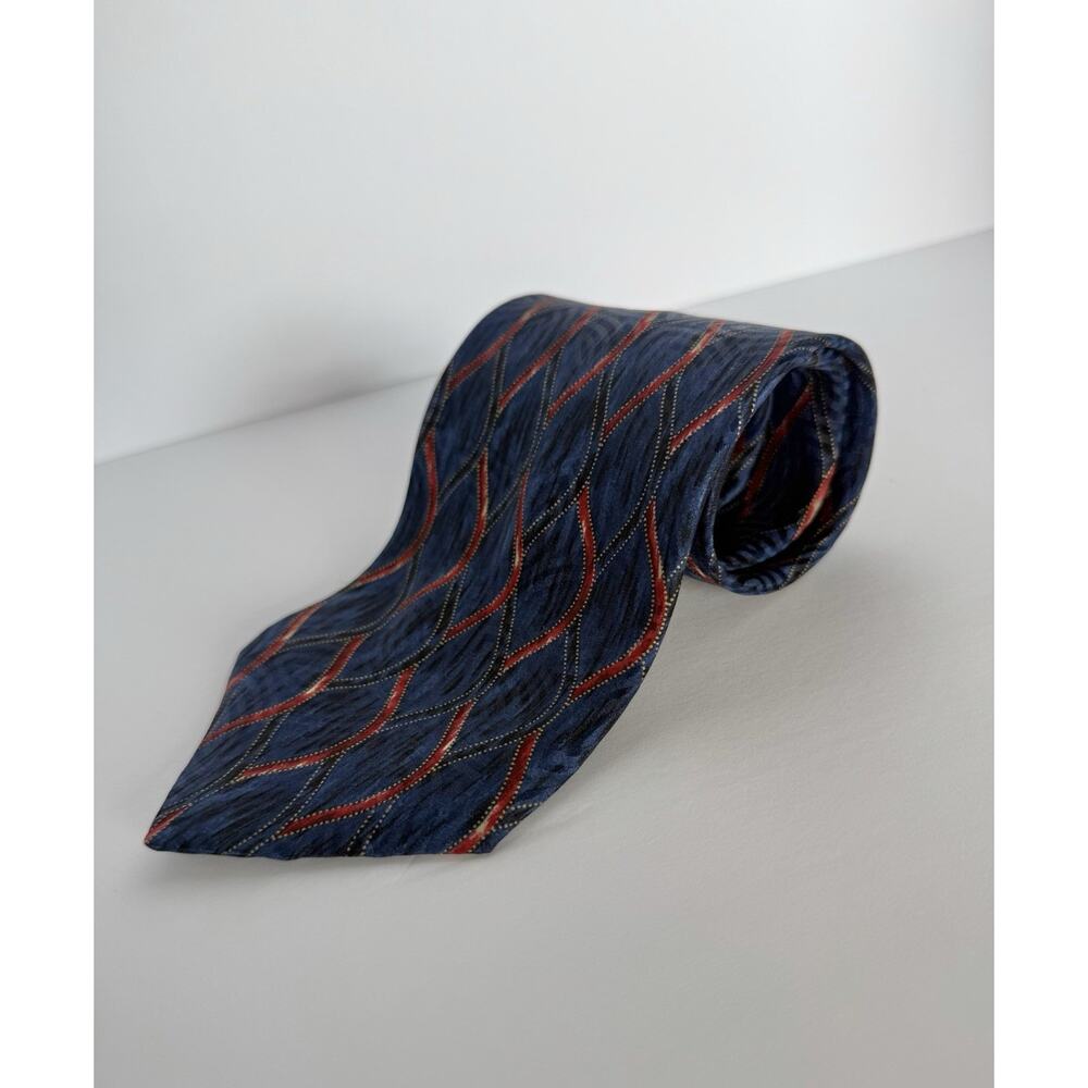 Como Collezione Men's Classic‎ Necktie Silk, Blue And Red Tie 56”x4”